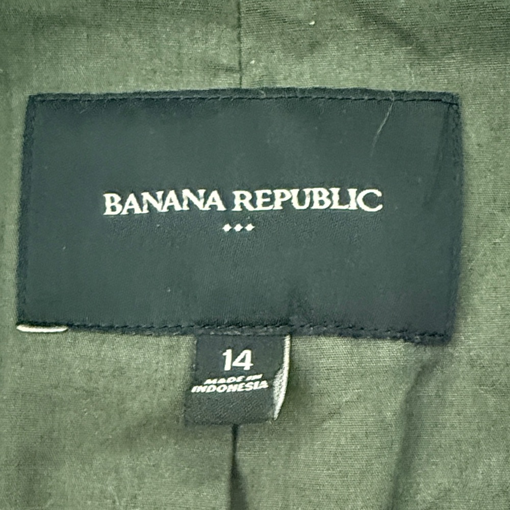 Linen Blend Banana Republic Women’s Preppy Olive Motorcycle Jacket - Picture 3 of 4